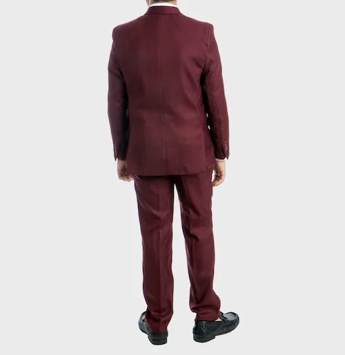 5 Piece Burgundy Boys 2 Button Suit
