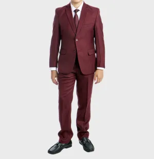 5 Piece Burgundy Boys 2 Button Suit
