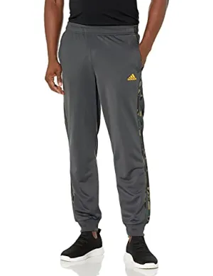 adidas Men's Standard Warm-up Tricot Tapered Camo Track Pant, Solid Grey, Small