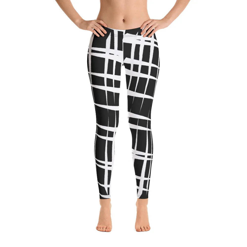 Amila Claws Print White on Black Geometric Design Leggings
