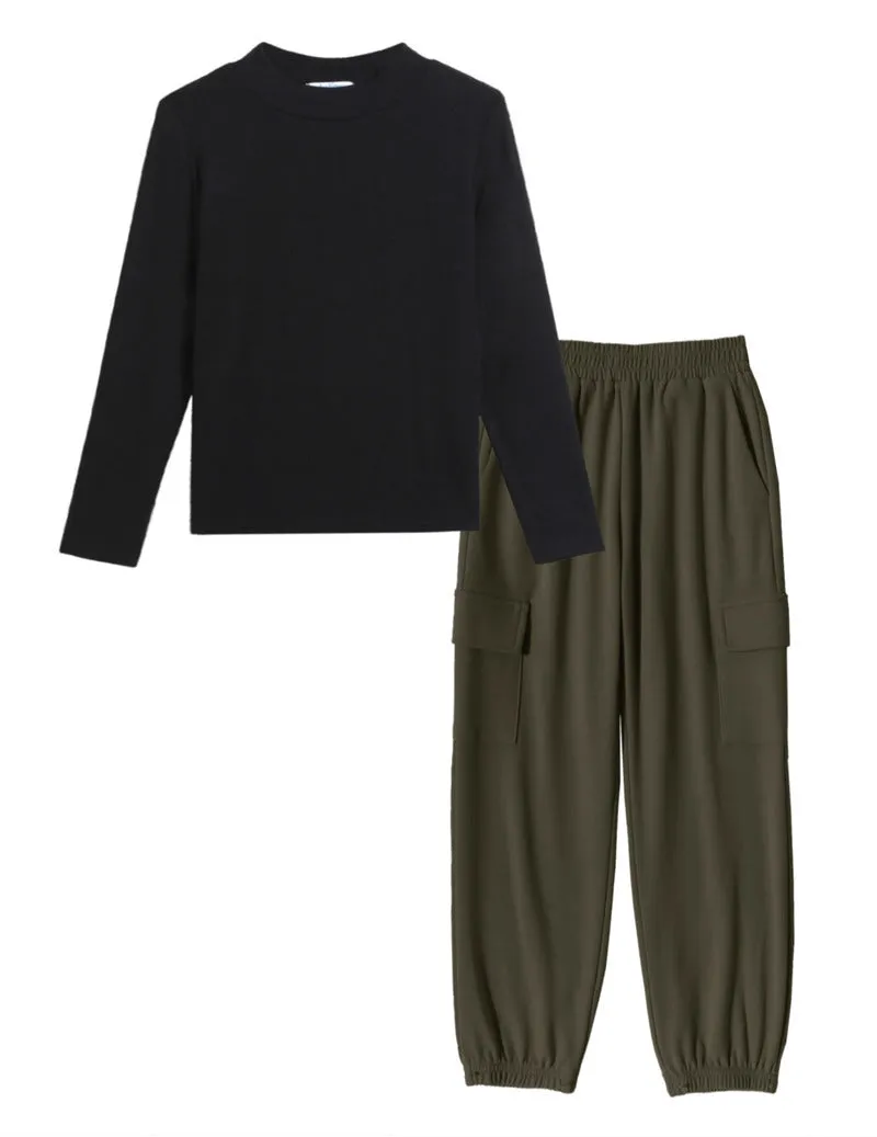 Arshiner Girls 2 Piece Outfits Long Sleeve Pullover Jogger Pants