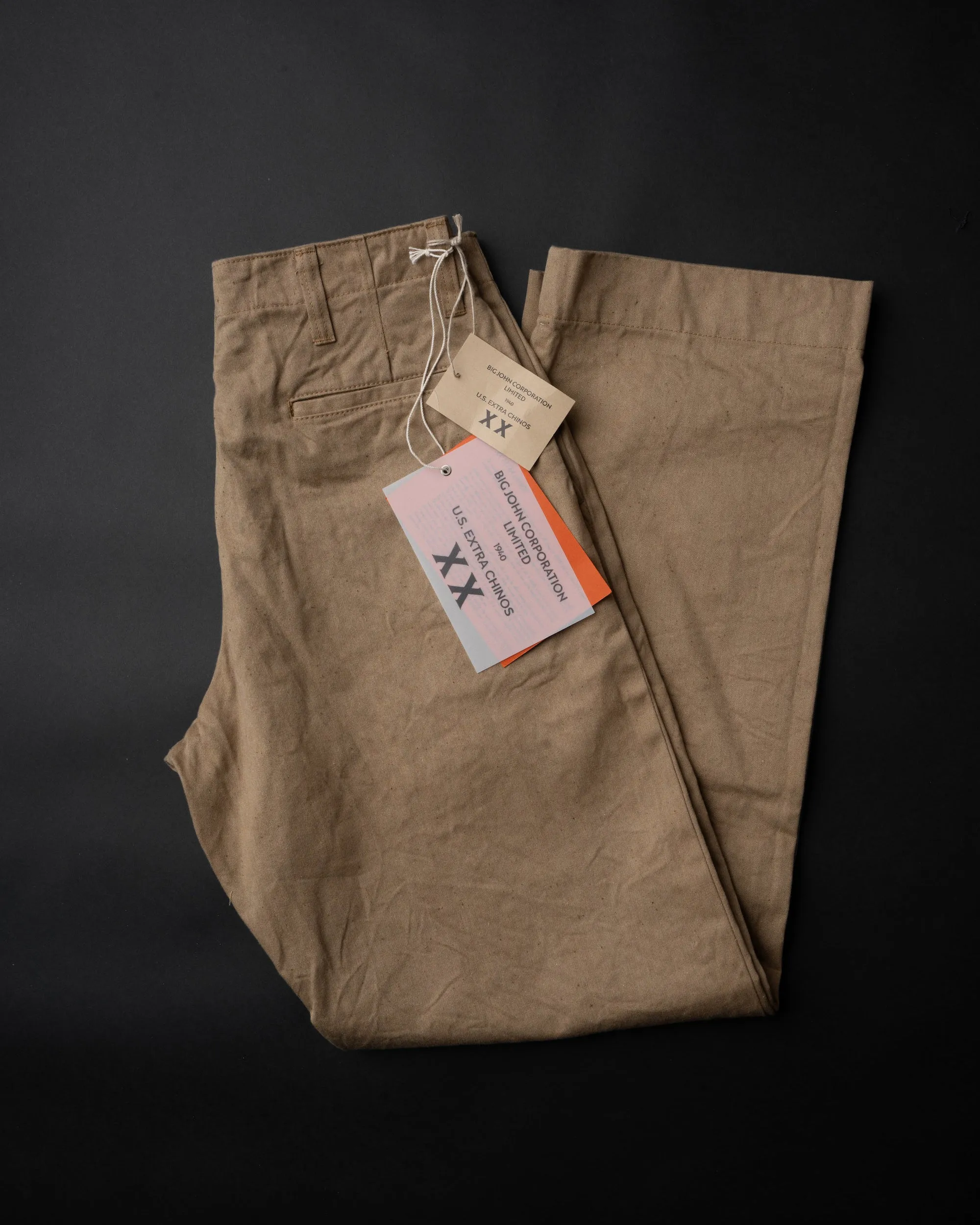Big John XX801S XX Extra Foxfibre Classic Straight Selvedge Chino Trousers - Beige