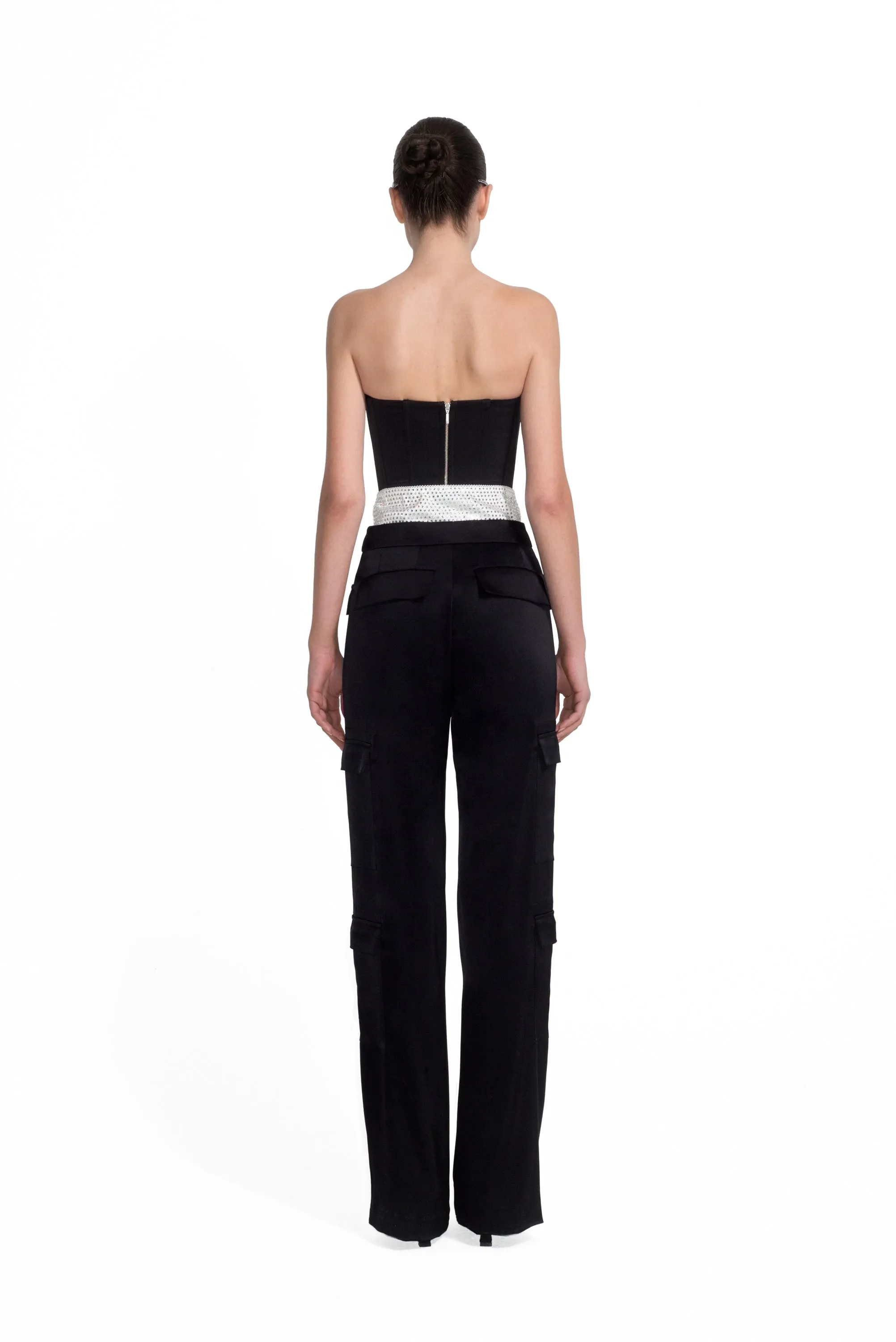 Burlesque Embellished Cargo Trousers - Black
