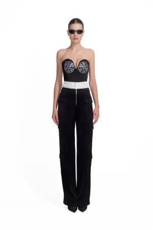 Burlesque Embellished Cargo Trousers - Black