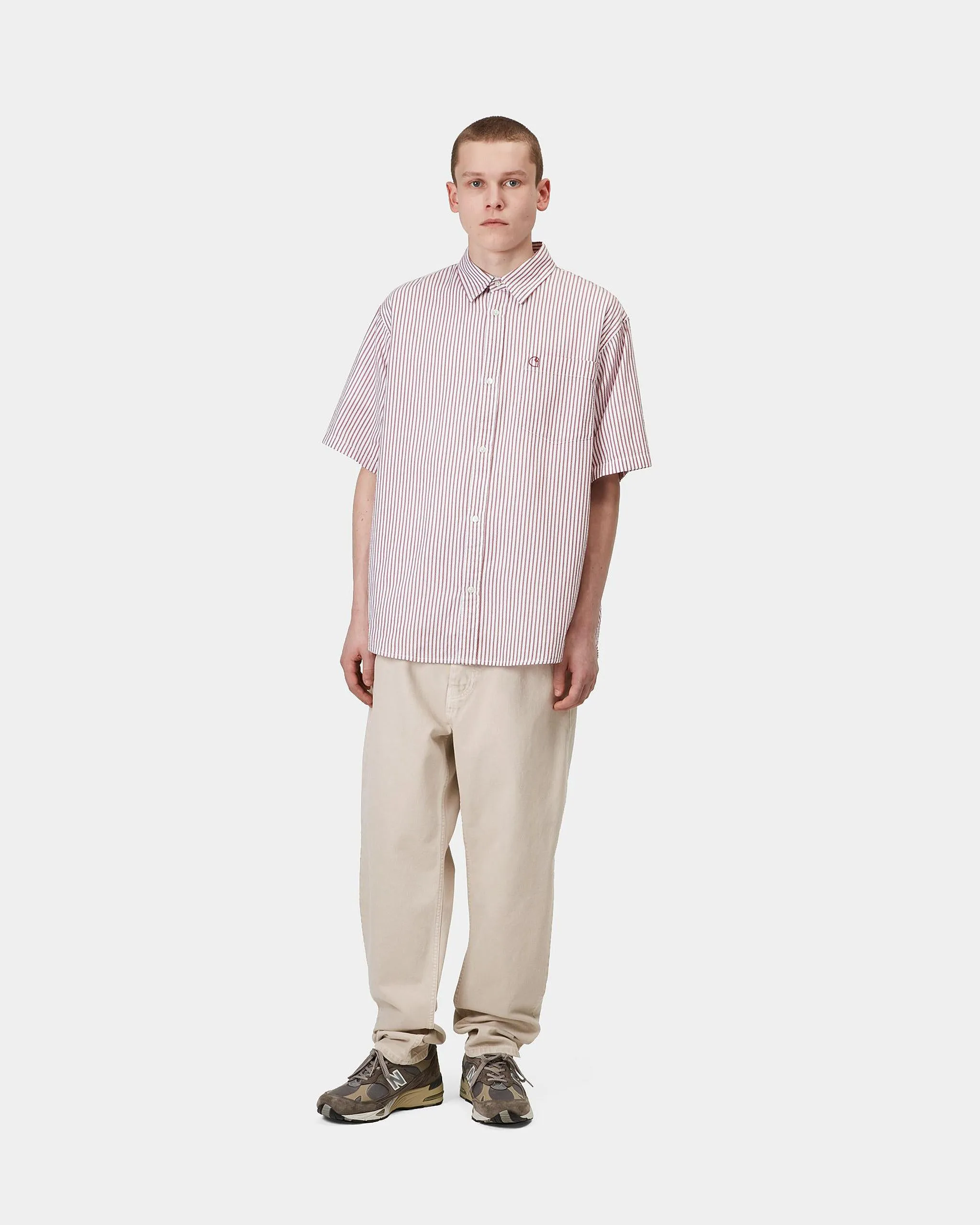 Carhartt WIP Newel Pant Relaxed Tapered Mens Trousers - Fleur De Sel Stone Dyed