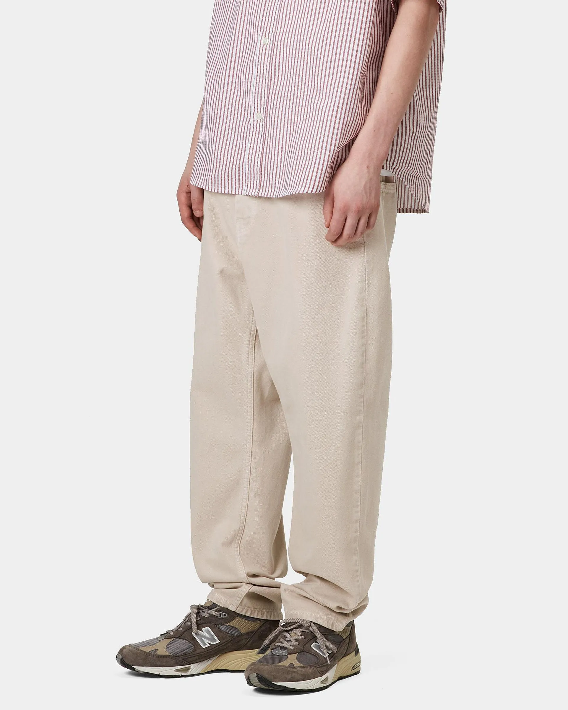 Carhartt WIP Newel Pant Relaxed Tapered Mens Trousers - Fleur De Sel Stone Dyed