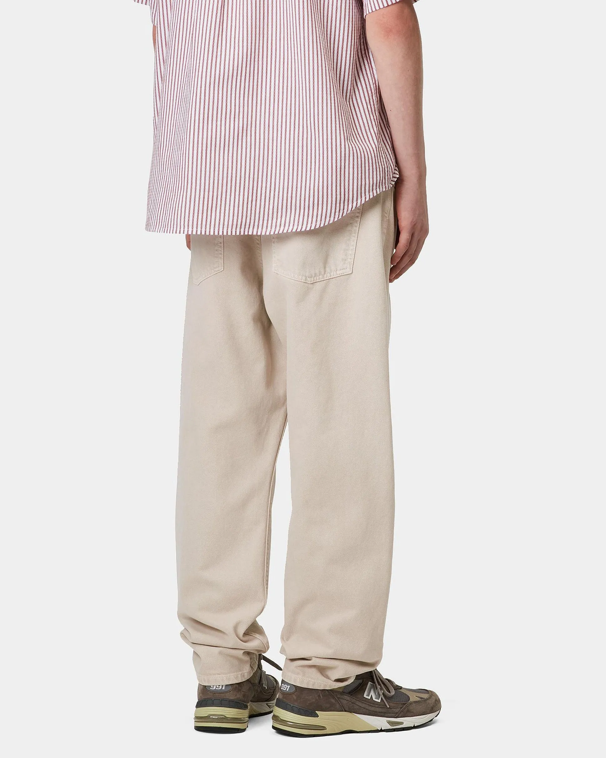 Carhartt WIP Newel Pant Relaxed Tapered Mens Trousers - Fleur De Sel Stone Dyed