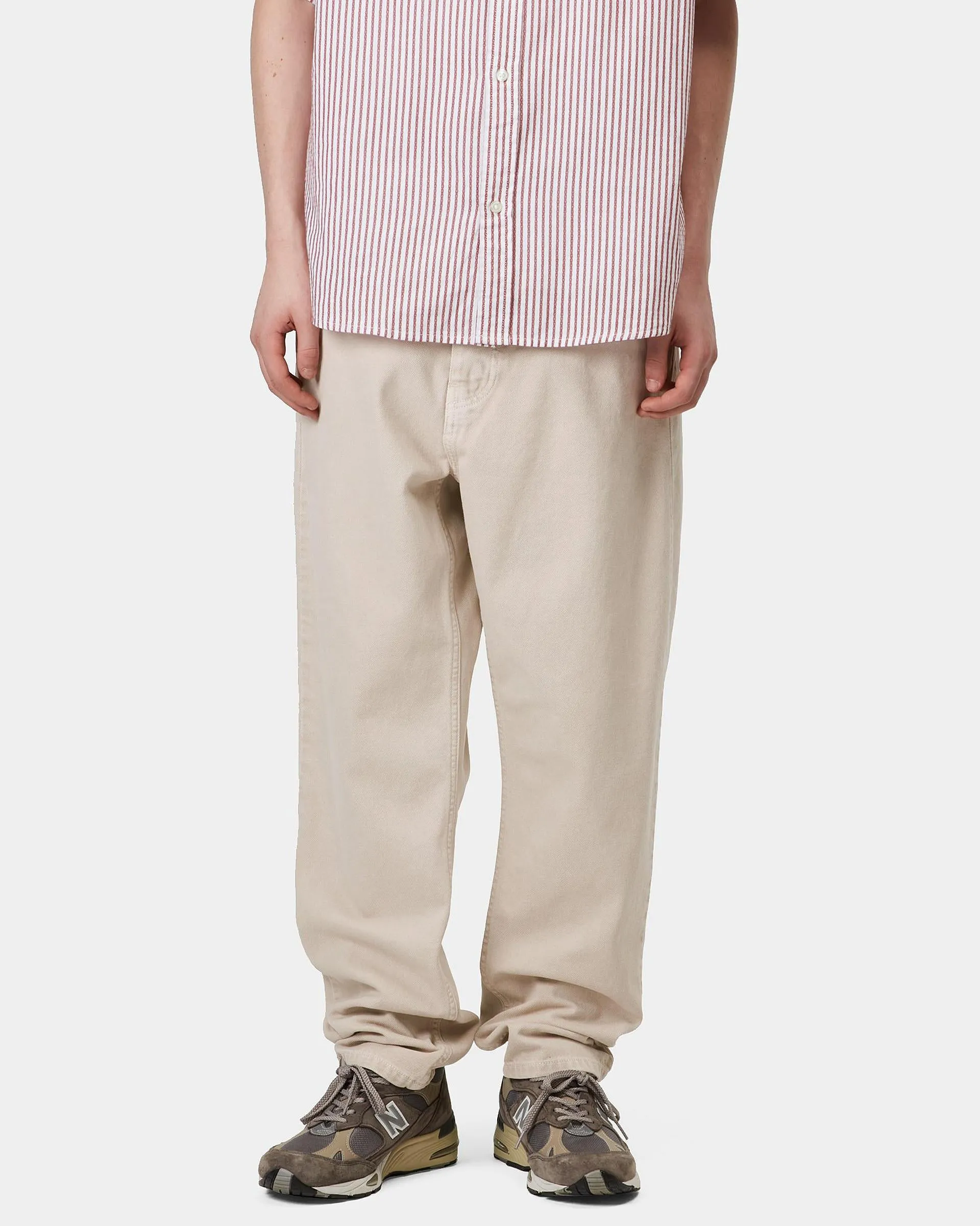 Carhartt WIP Newel Pant Relaxed Tapered Mens Trousers - Fleur De Sel Stone Dyed