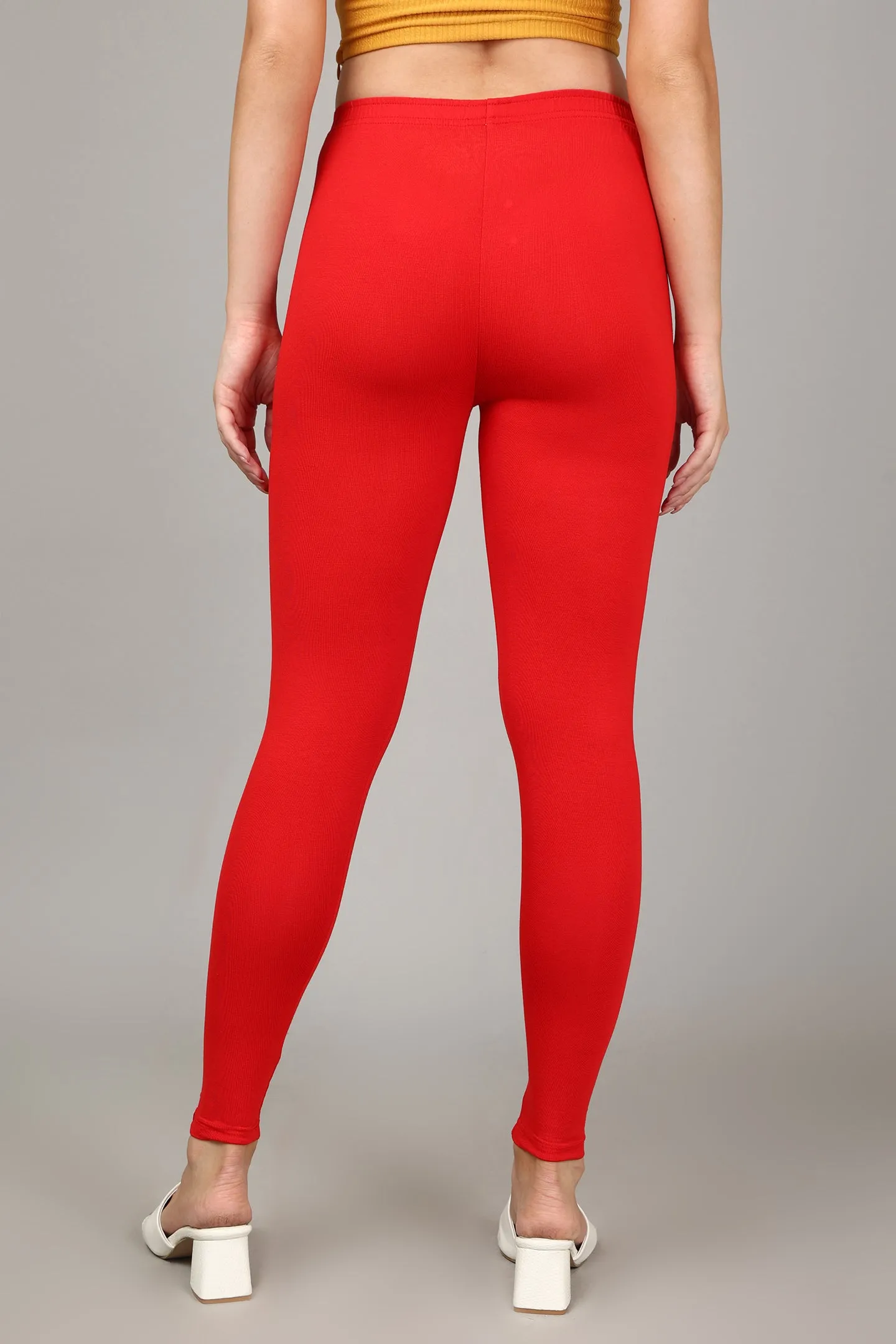 COTTON ANKLE LEGGINGS - RED