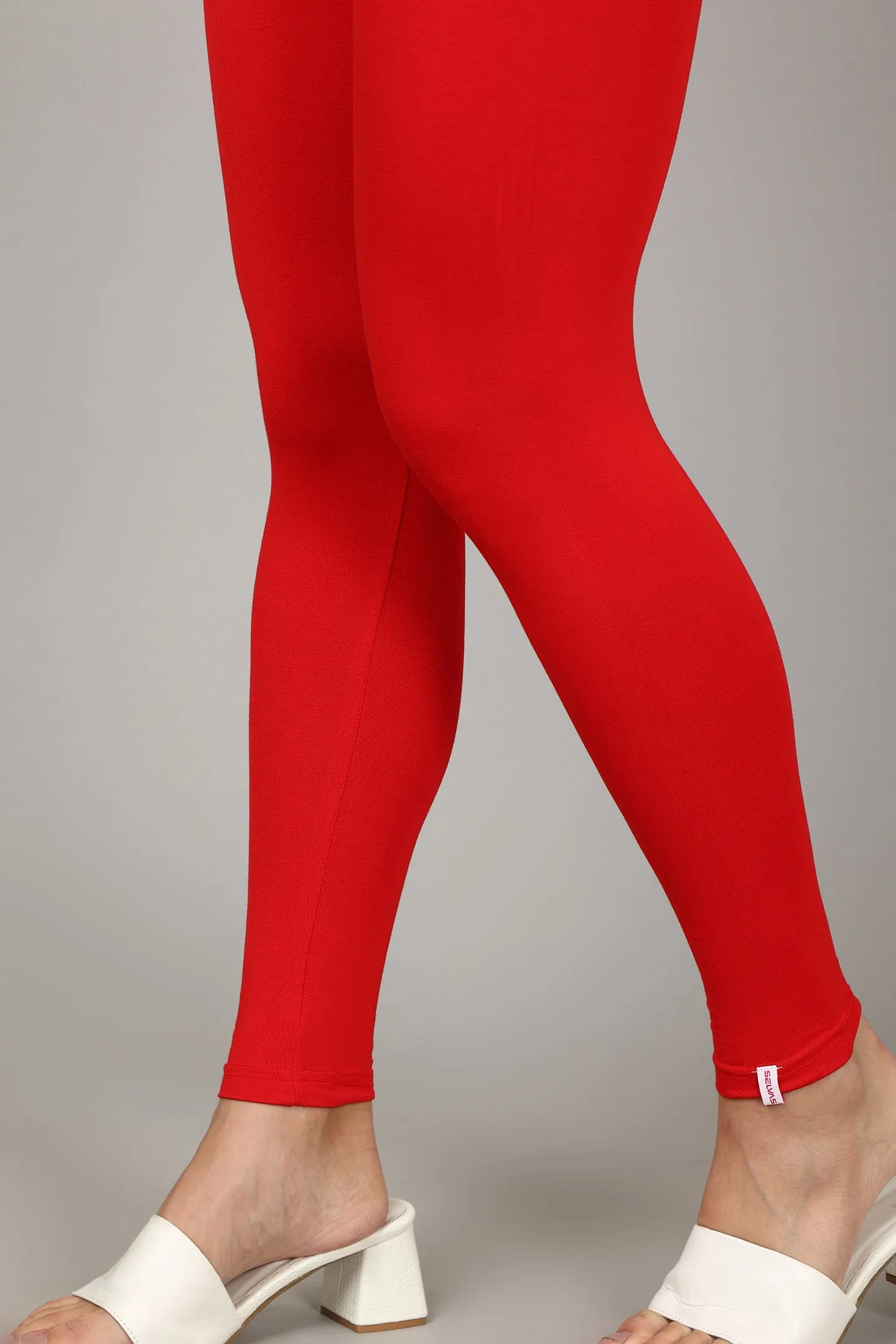 COTTON ANKLE LEGGINGS - RED