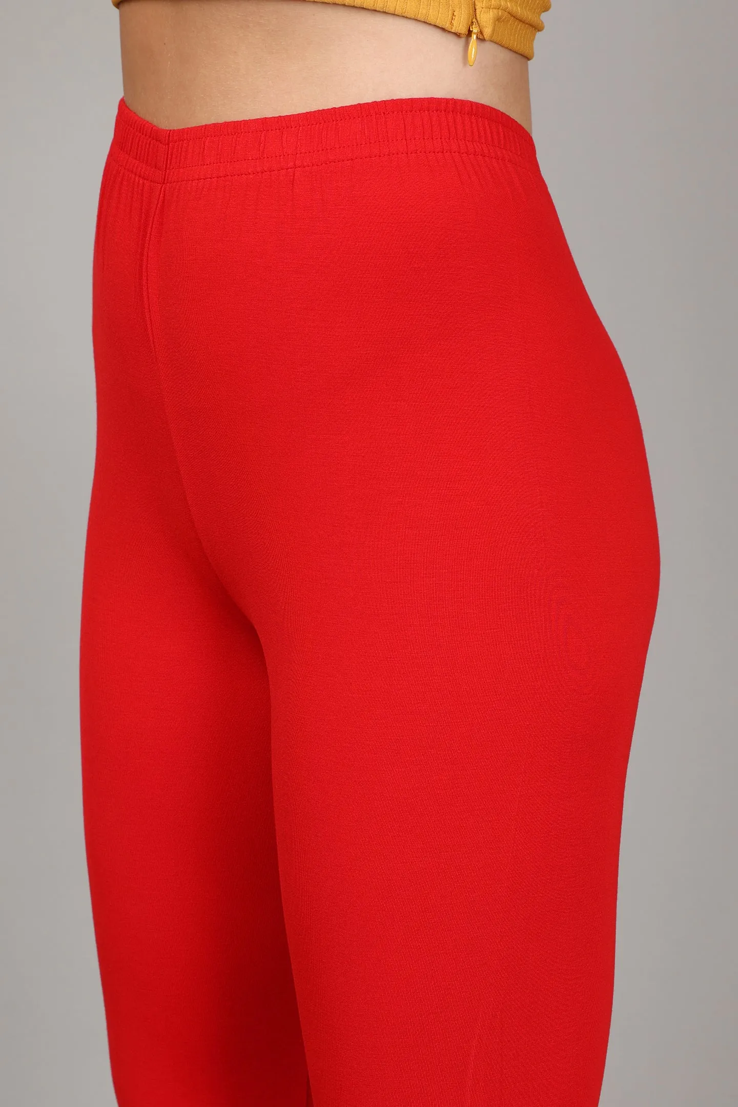COTTON ANKLE LEGGINGS - RED