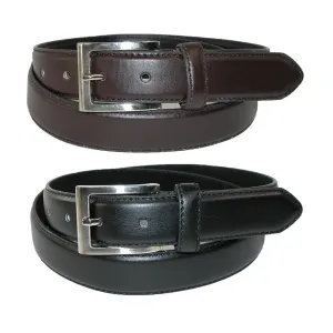 CTM® Men's Big & Tall Leather Dress Belt with Silver Buckle (Pack of 2)