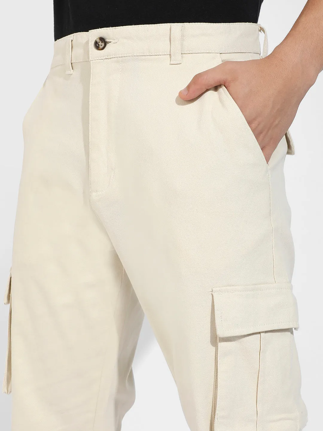 Cuffed Hem Cargo Trousers