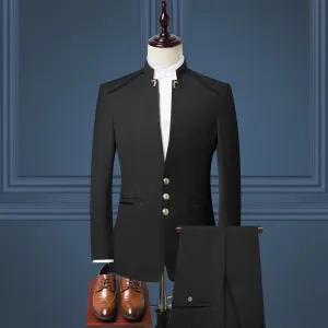Custom Made Wedding Party Dress Groom  Single Breasted  Wear  Suits Men's Business Wedding Party Suit 3 Pcs British Collar