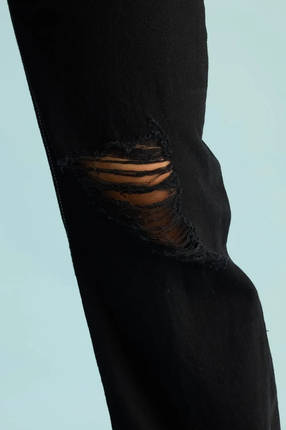 Ebony Distress Straight Jeans