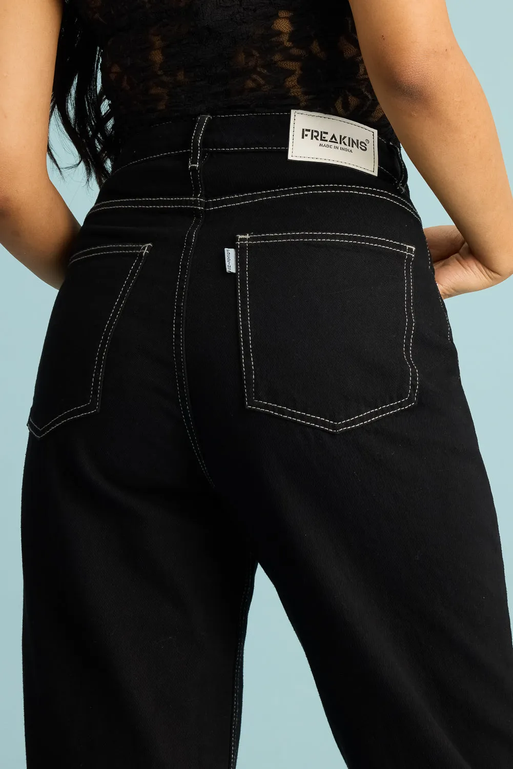 Ebony Distress Straight Jeans