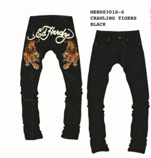 Ed Hardy Crawling Tigers Slim Taper Jeans - Black