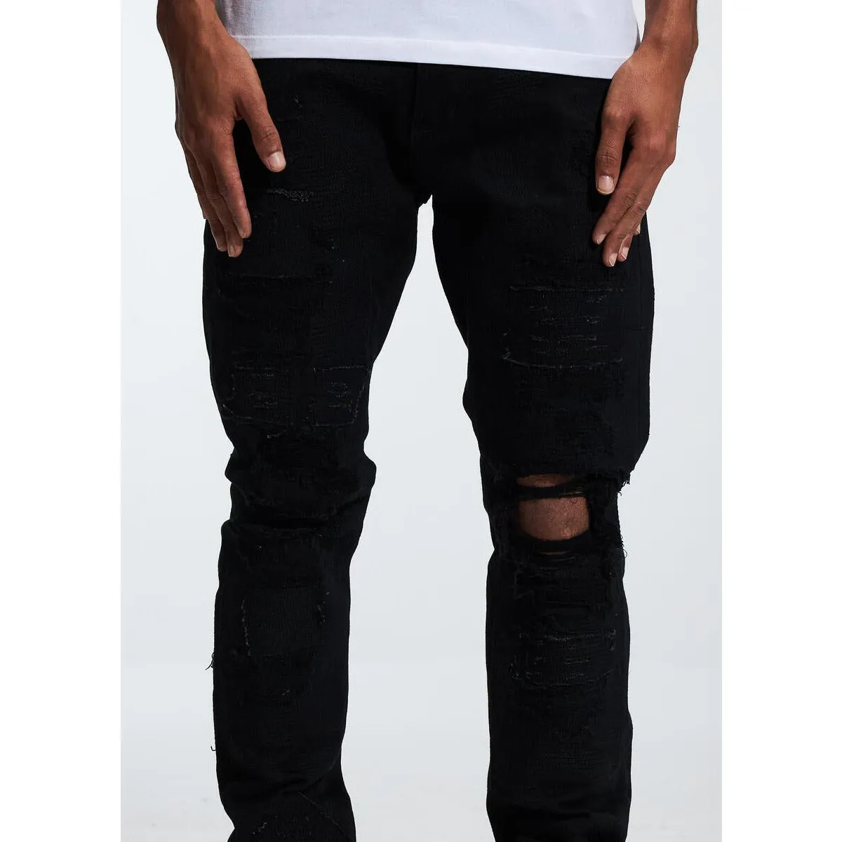 Embellish Palmwood Black Ripped Denim (EMBF222-18)