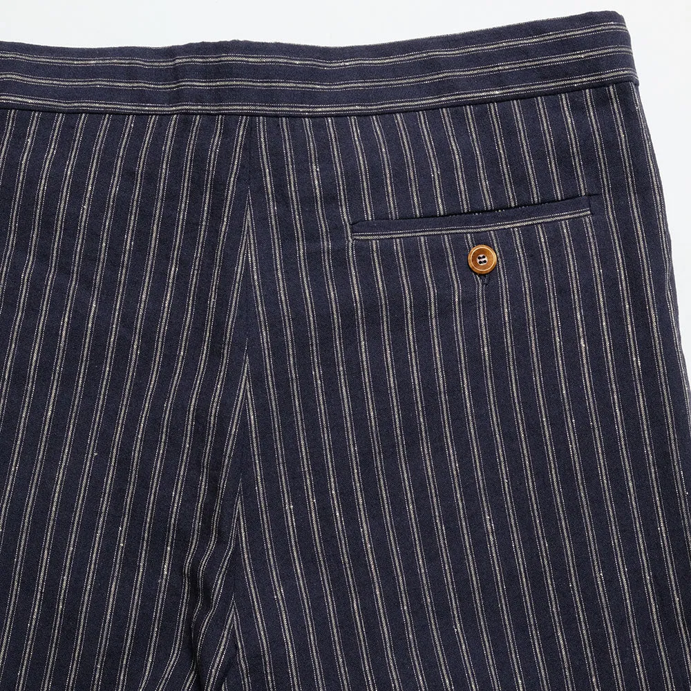 FRANK LEDER - STRIPED LINEN / COTTON - 1 TUCK DRAWSTRING PANTS - FL-0913017