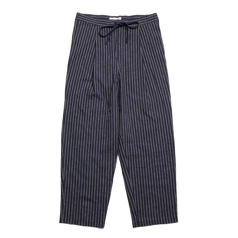 FRANK LEDER - STRIPED LINEN / COTTON - 1 TUCK DRAWSTRING PANTS - FL-0913017