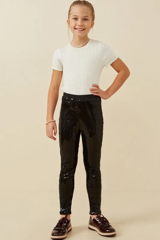 Girls Sequin Stretch Leggings