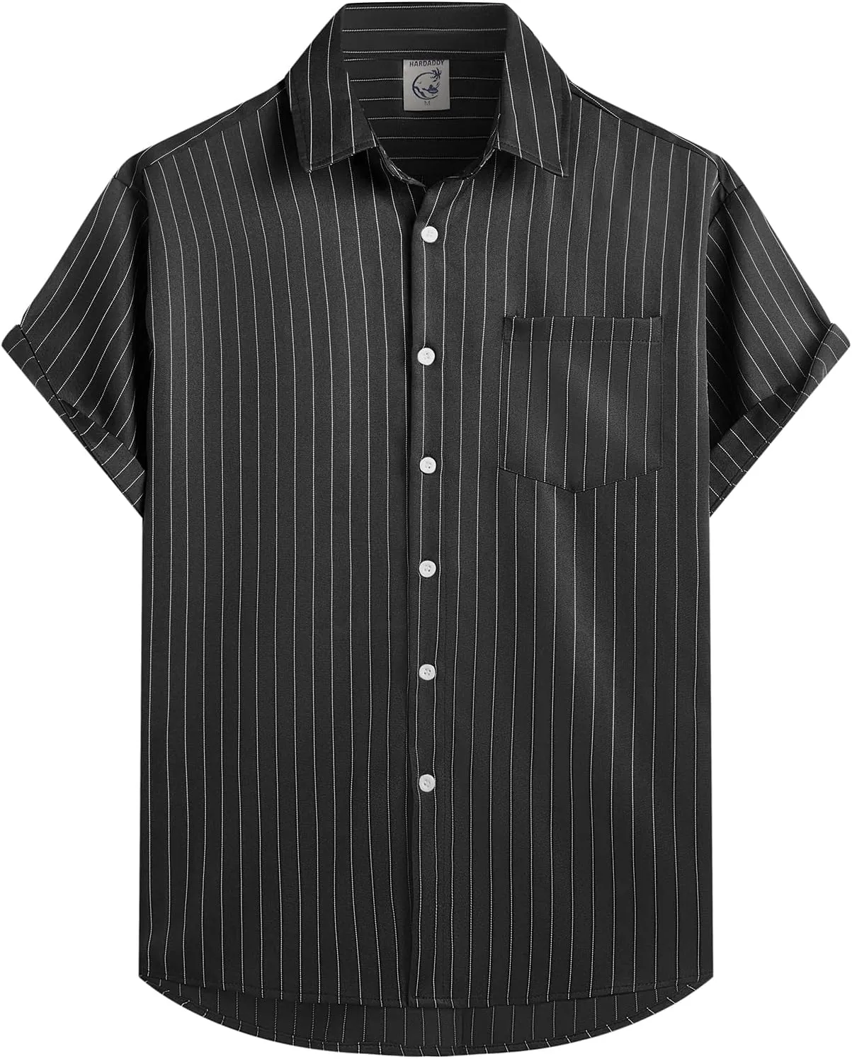 Hardaddy Men's Casual Striped Shirts Button Down Short Sleeve Blouse Summer Hawaiian Shirt