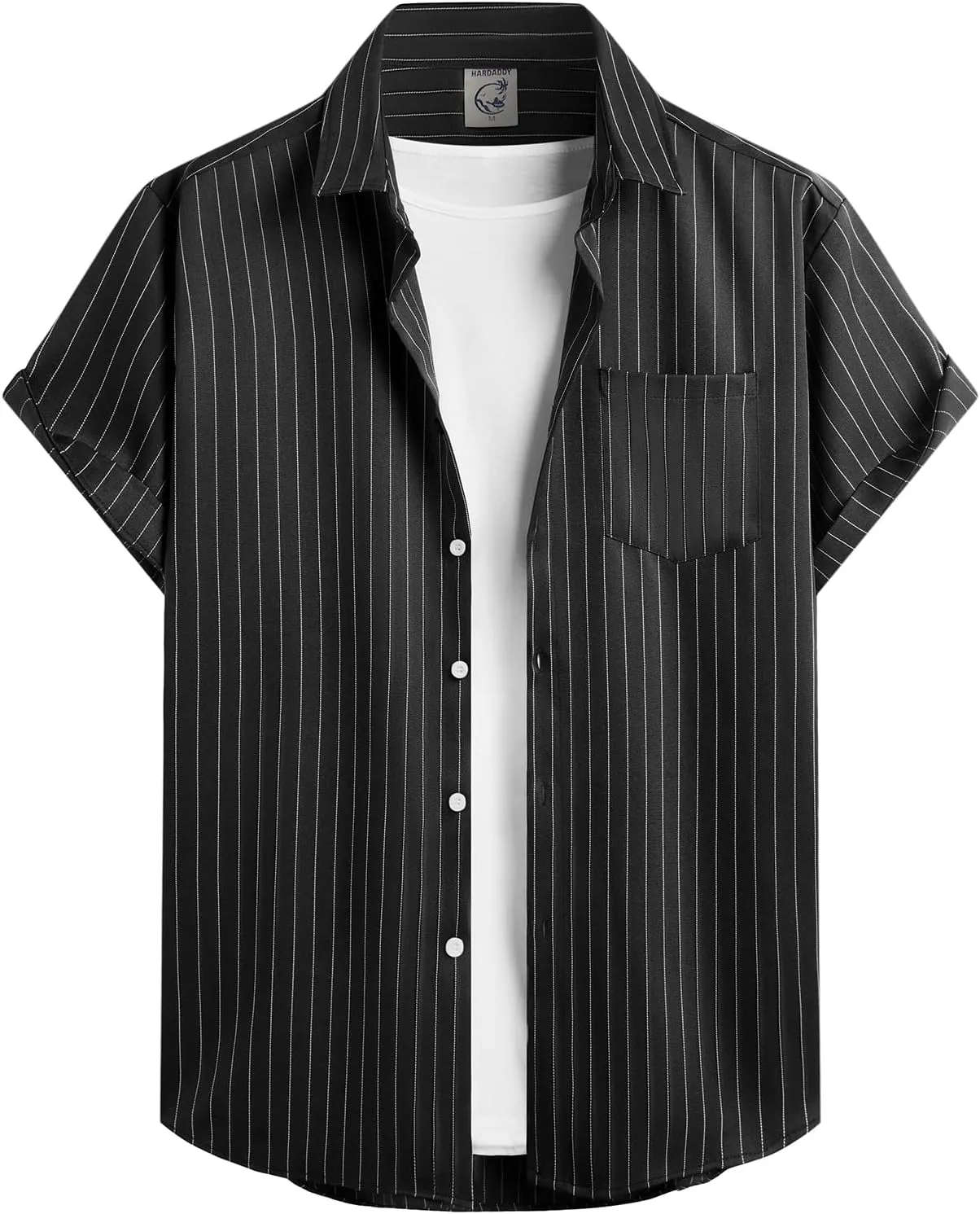 Hardaddy Men's Casual Striped Shirts Button Down Short Sleeve Blouse Summer Hawaiian Shirt