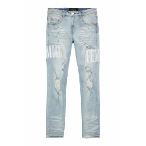 Homme   Femme Letterman Denim Blue w/White