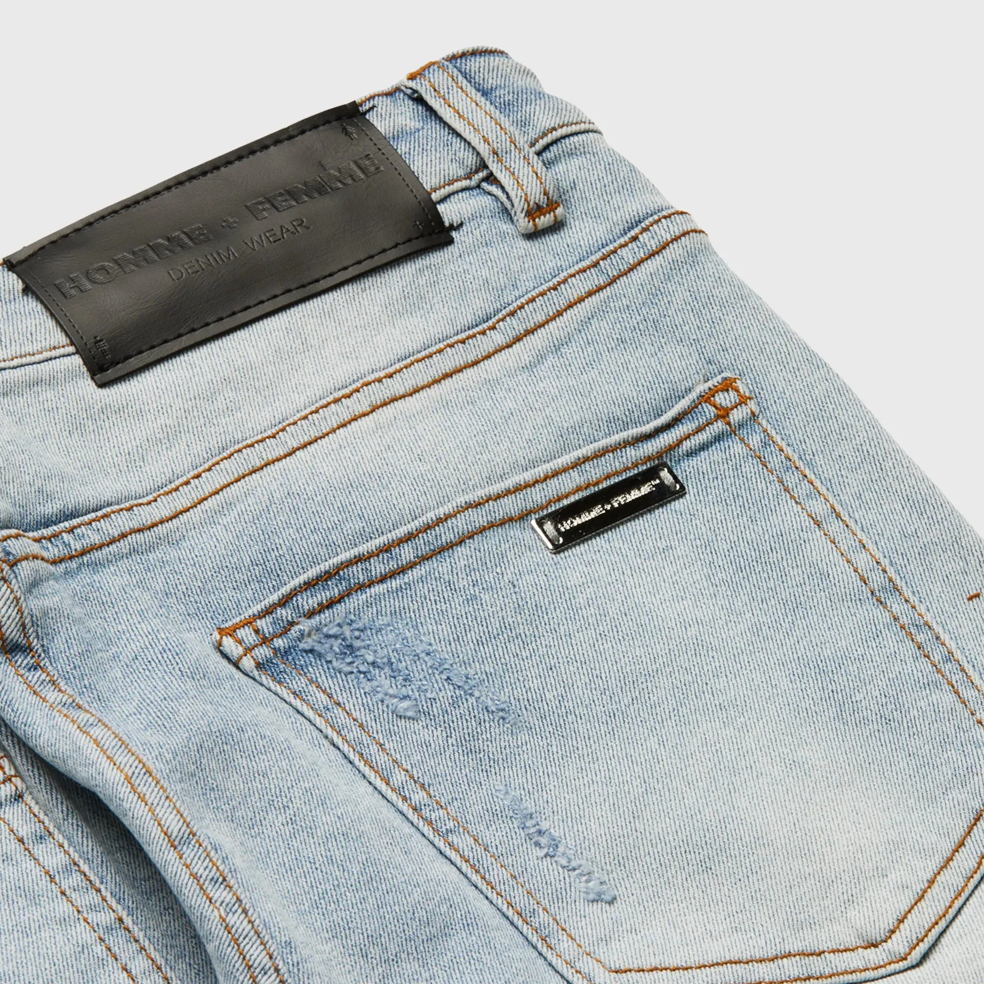 Homme   Femme Letterman Denim Blue w/White