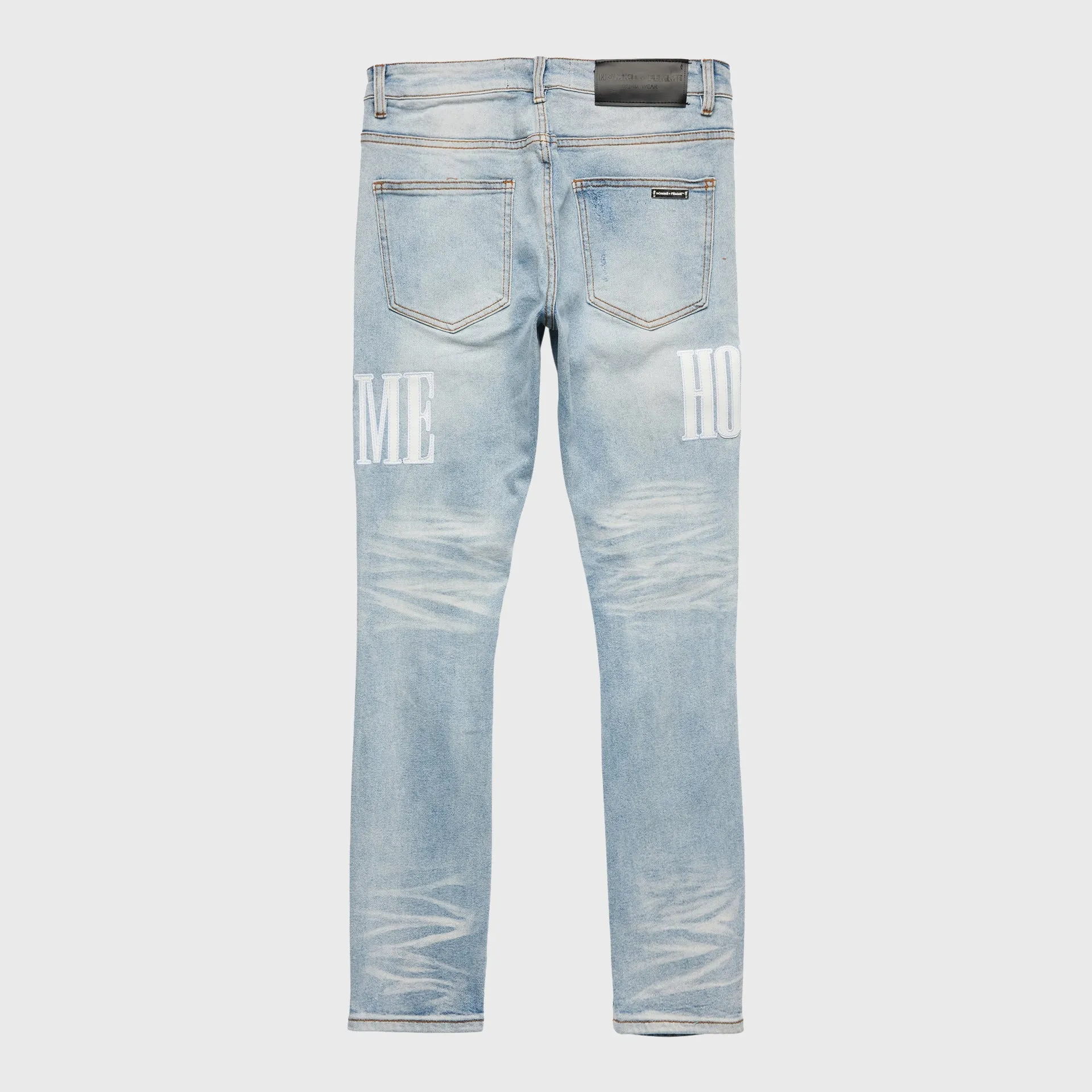 Homme   Femme Letterman Denim Blue w/White