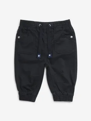 HOP Baby Black High-Rise Cotton Blend Joggers