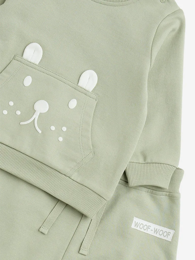 HOP Baby Sage Animal Design Cotton T-Shirt with Joggers Set