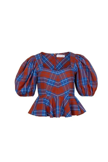 Hunter Bell Kaia Top in Stretch Plaid