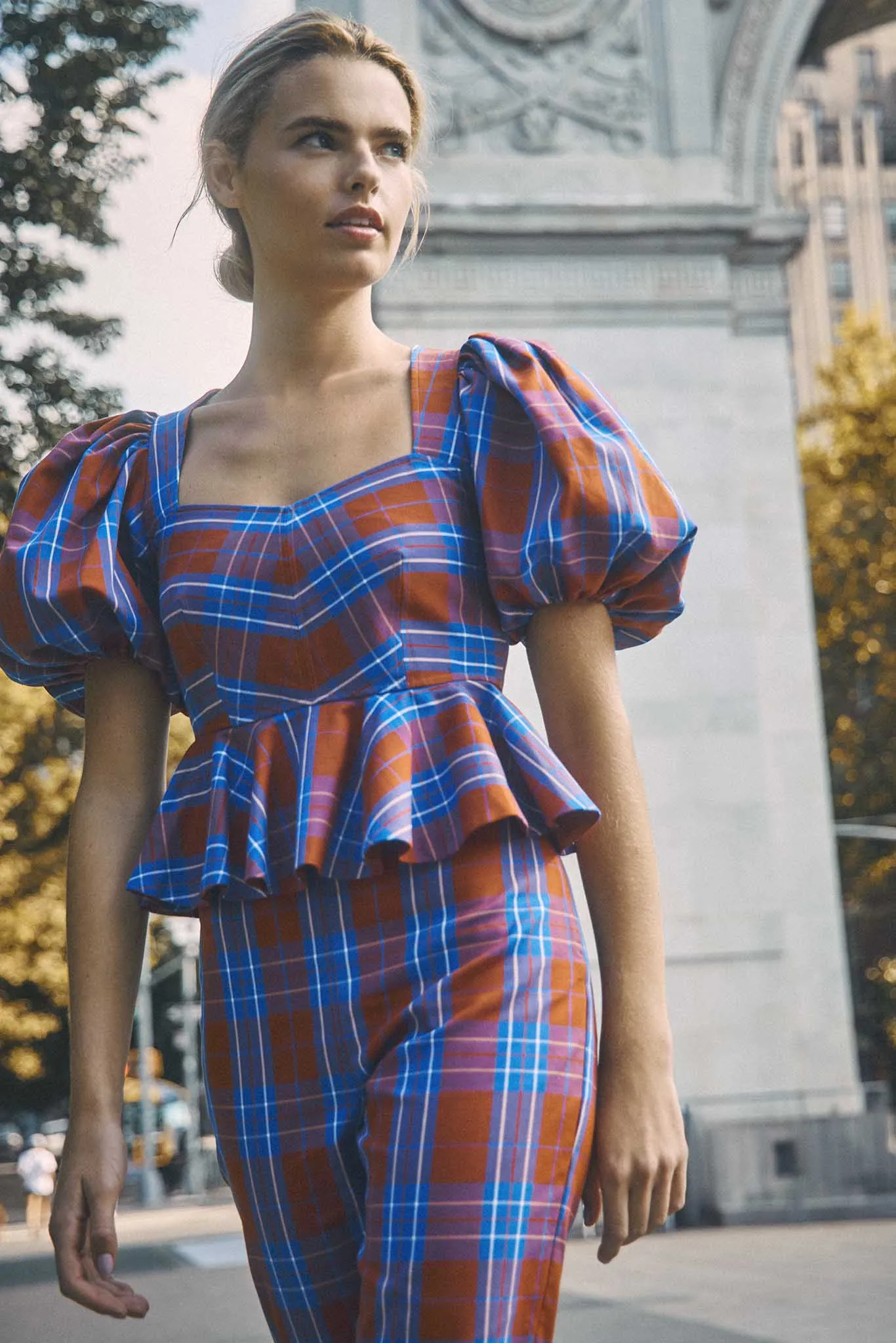 Hunter Bell Kaia Top in Stretch Plaid