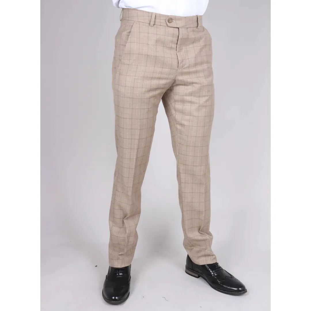 IM2 - Men's Beige Check 3 Piece Suit