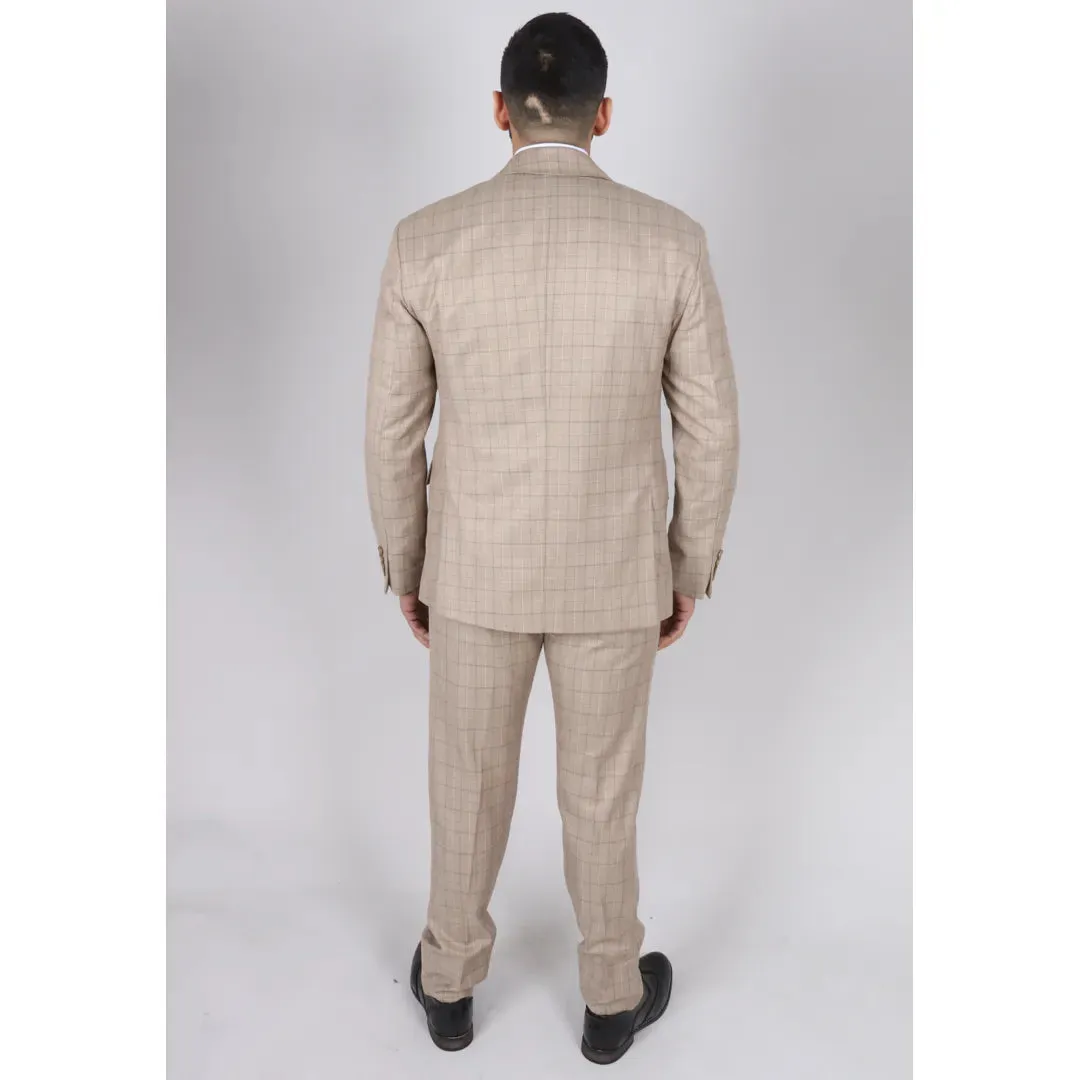 IM2 - Men's Beige Check 3 Piece Suit