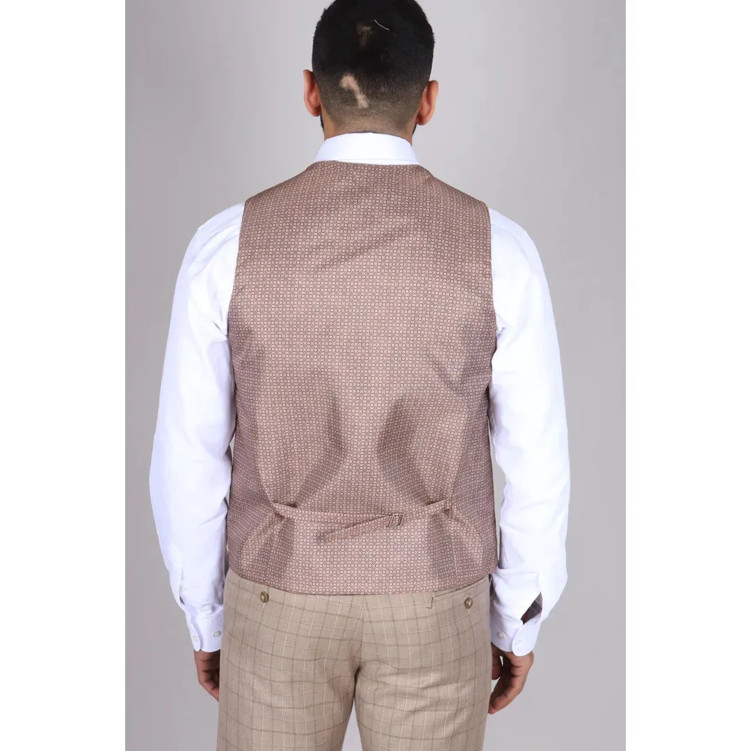 IM2 - Men's Beige Check 3 Piece Suit