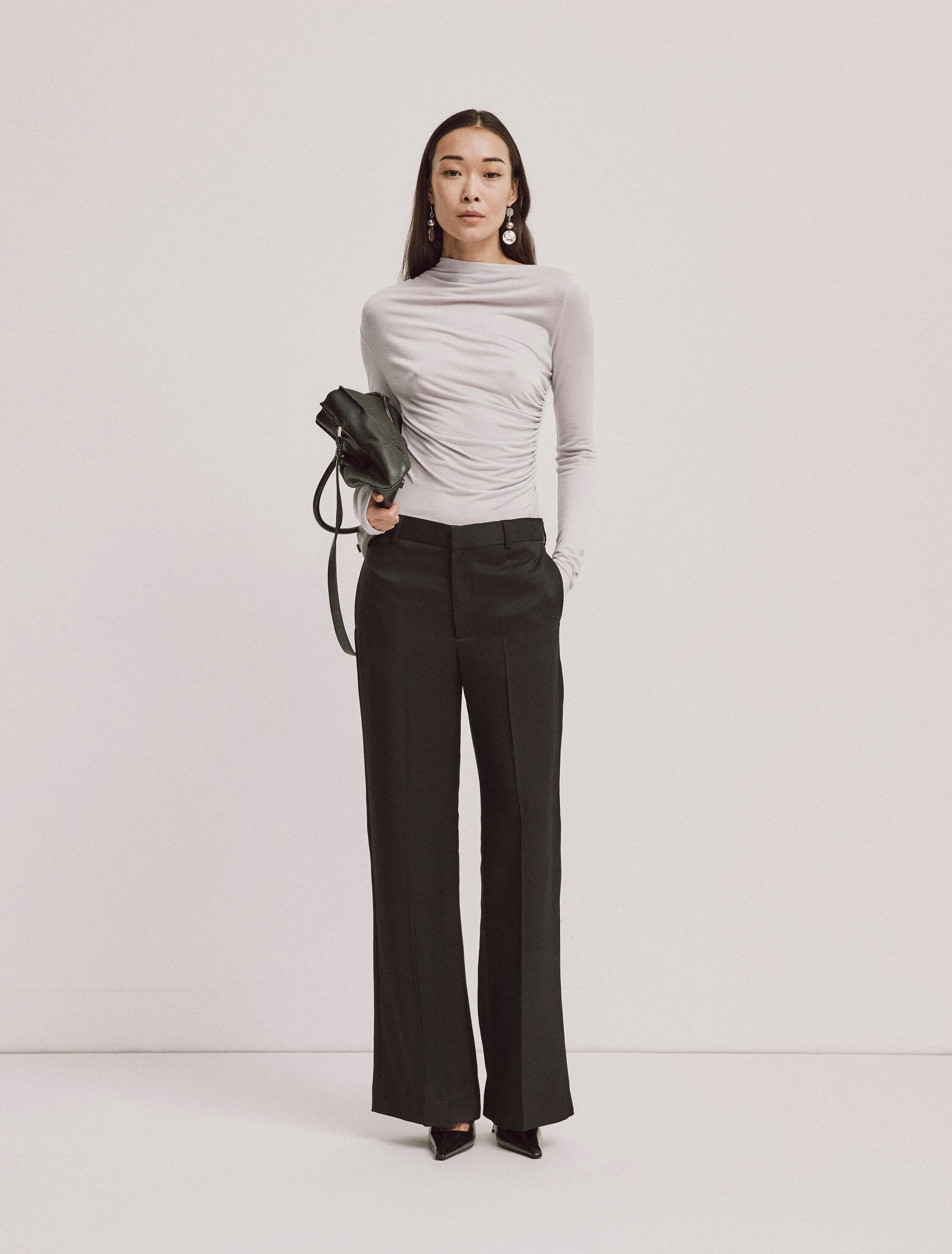 Iphis Draped Long Sleeve Top in Lavendula