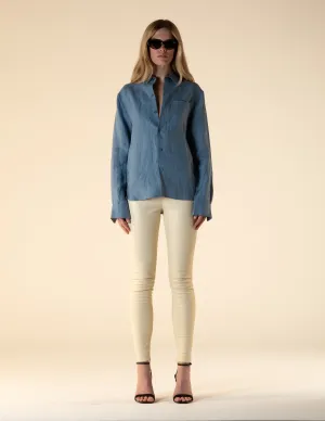 Leather Stretch Leggings Ivory Woman