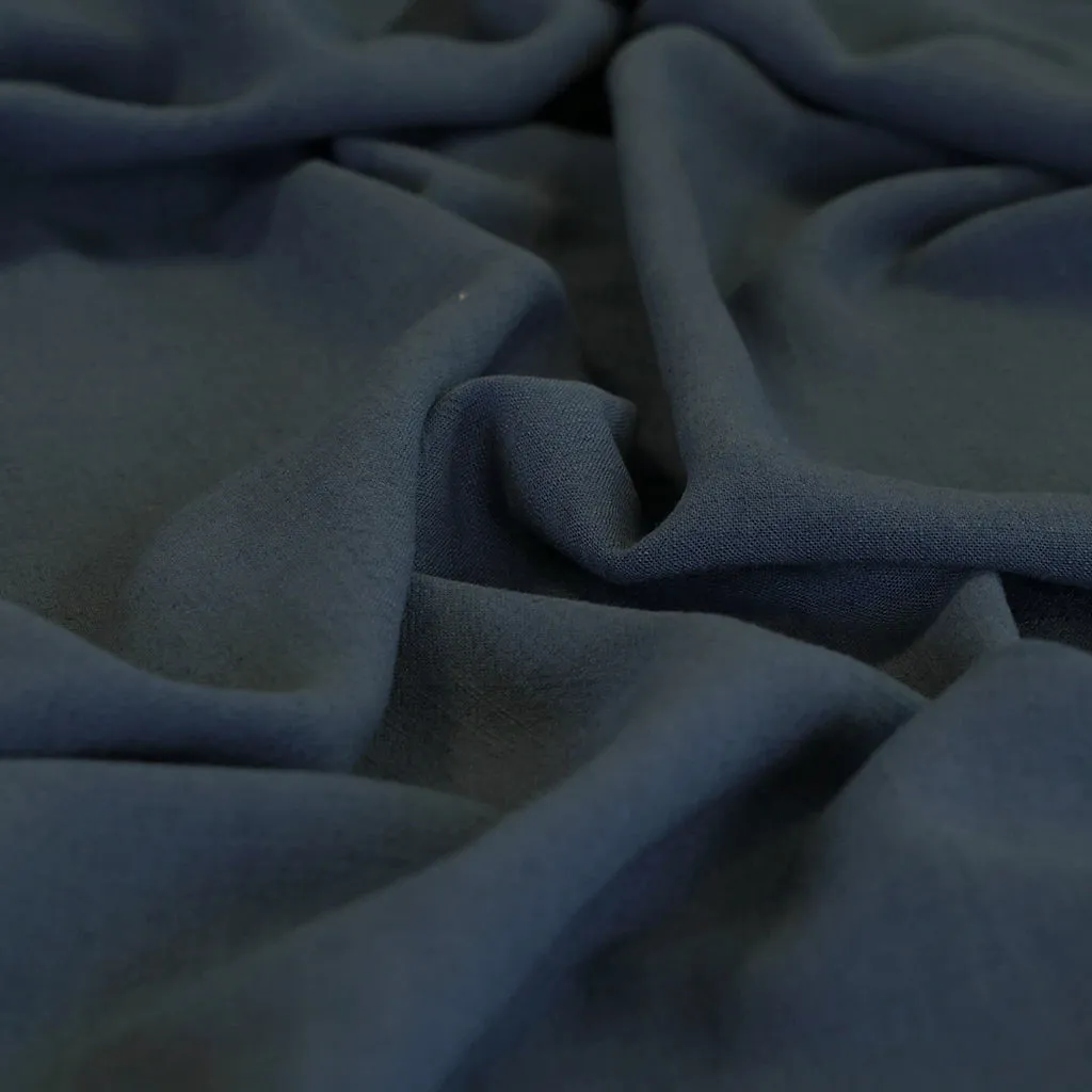 Liege - Denim Blue Viscose Linen Silky Noil Woven Fabric Sample