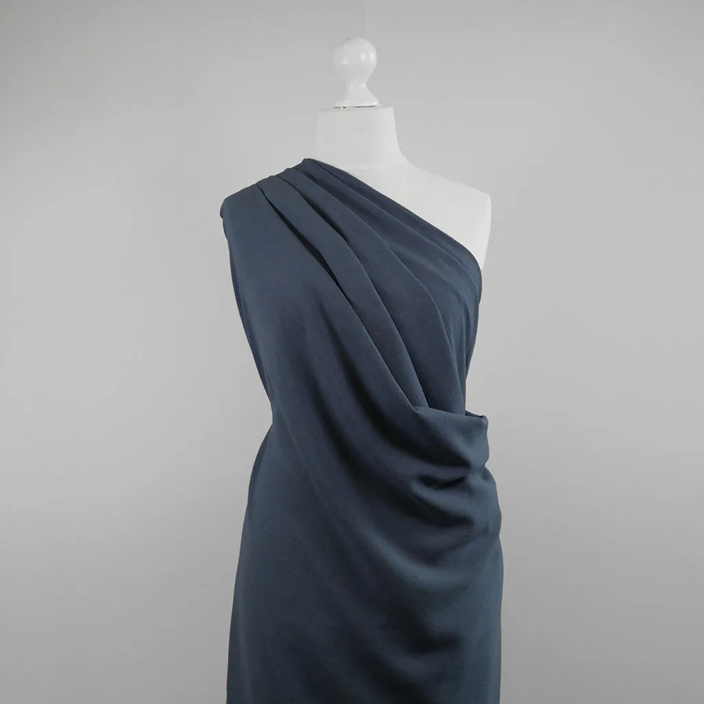 Liege - Denim Blue Viscose Linen Silky Noil Woven Fabric Sample