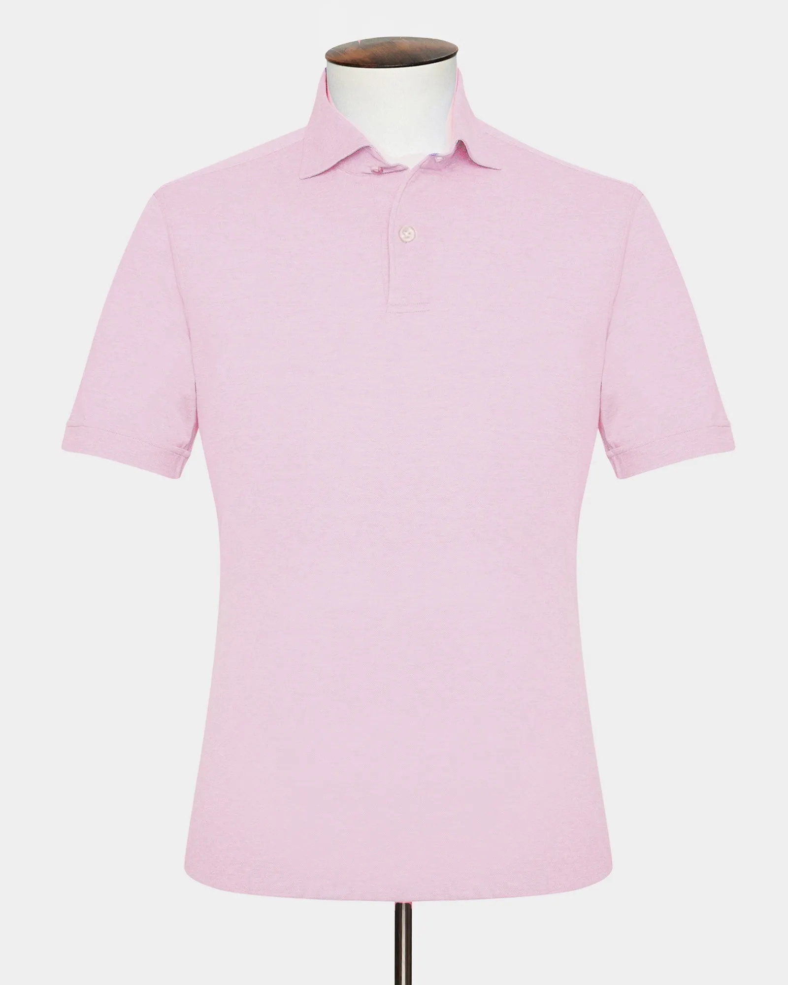 Light Pink Melange Cotton Pique Short Sleeved Polo