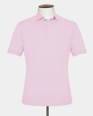 Light Pink Melange Cotton Pique Short Sleeved Polo