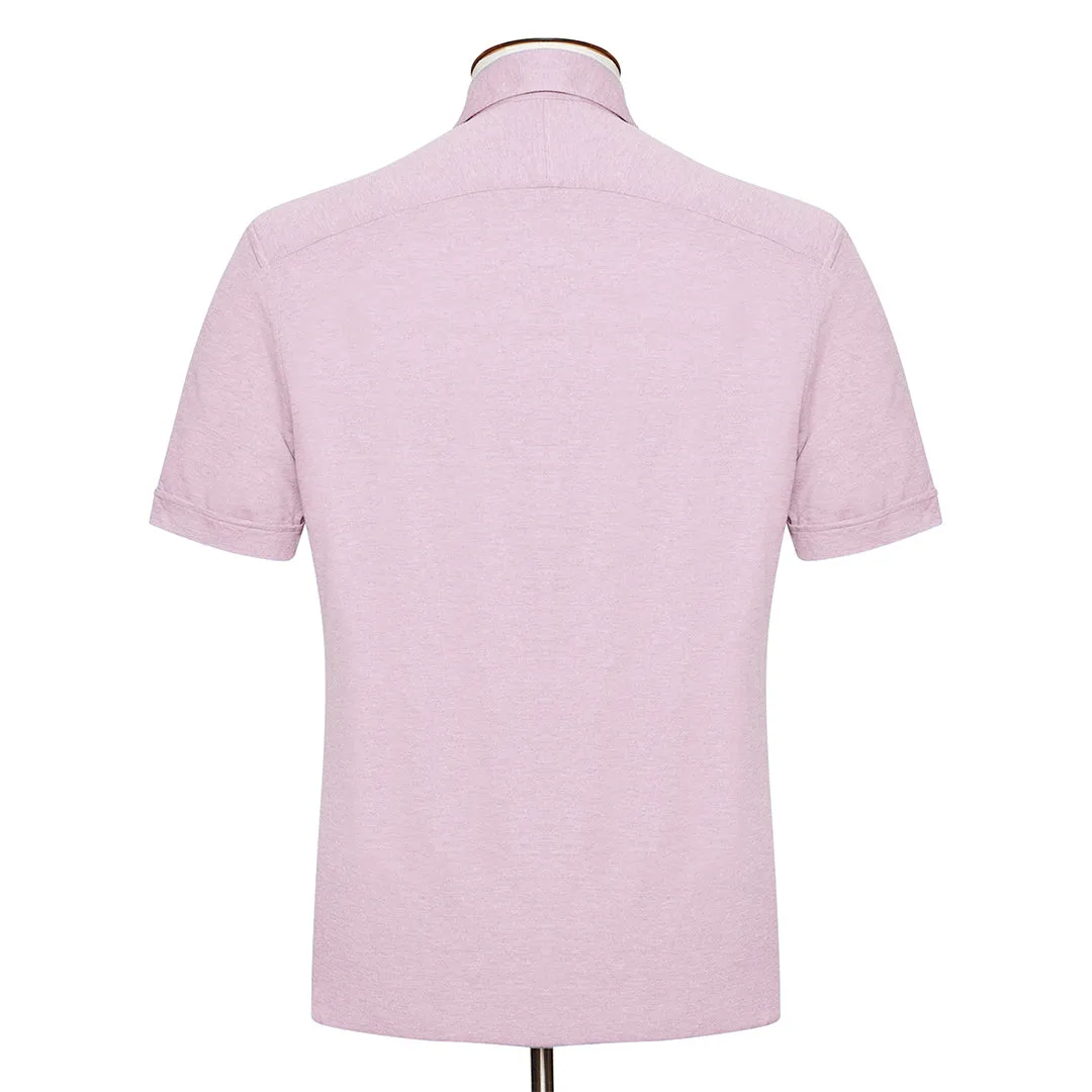 Light Pink Melange Cotton Pique Short Sleeved Polo