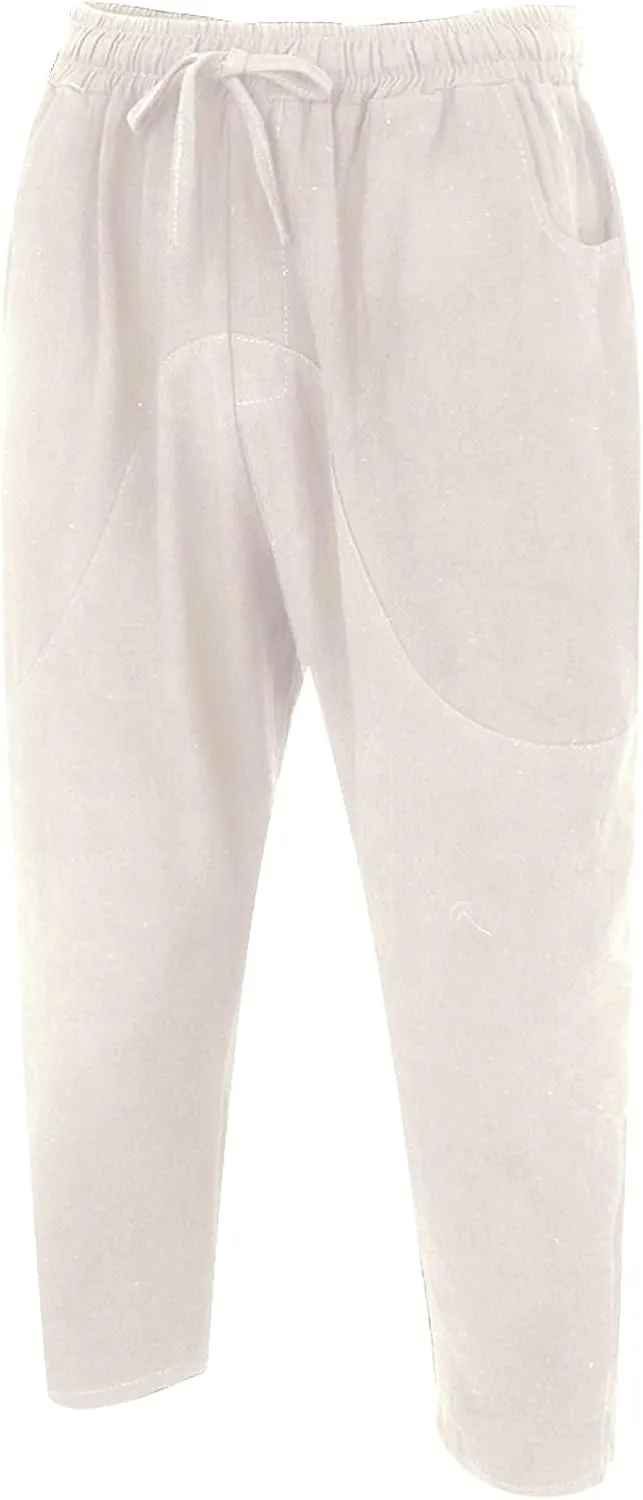 Linen Pants Men Loose Fit Classic Flat Front Chino Pants Casual Lightweight Straight Leg Summer Beach Trousers