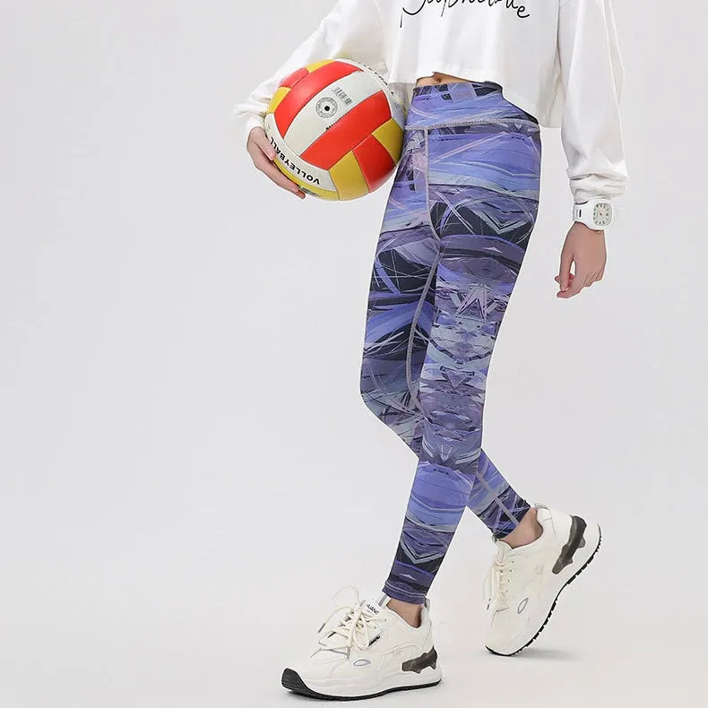 Marble Pattern Kids Yoga Leggings