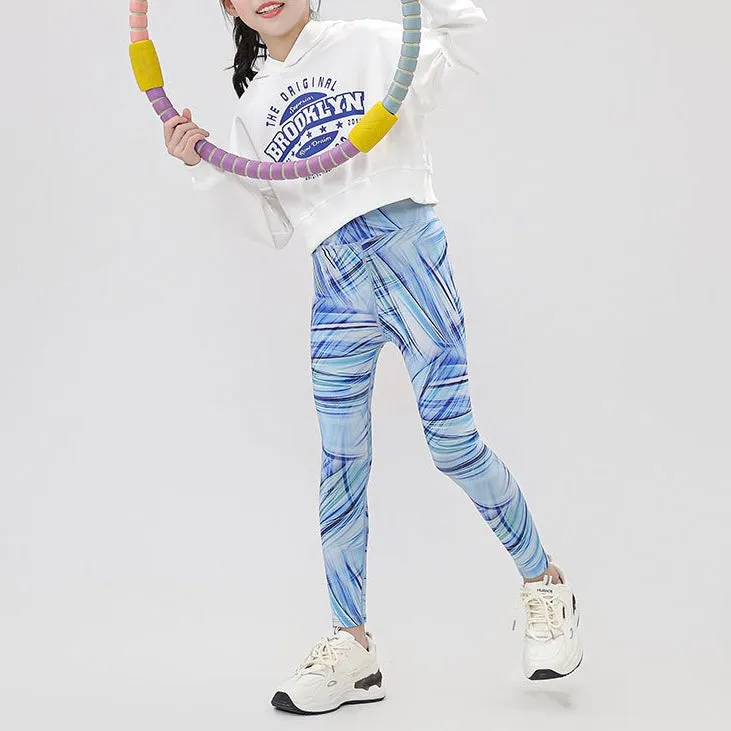 Marble Pattern Kids Yoga Leggings