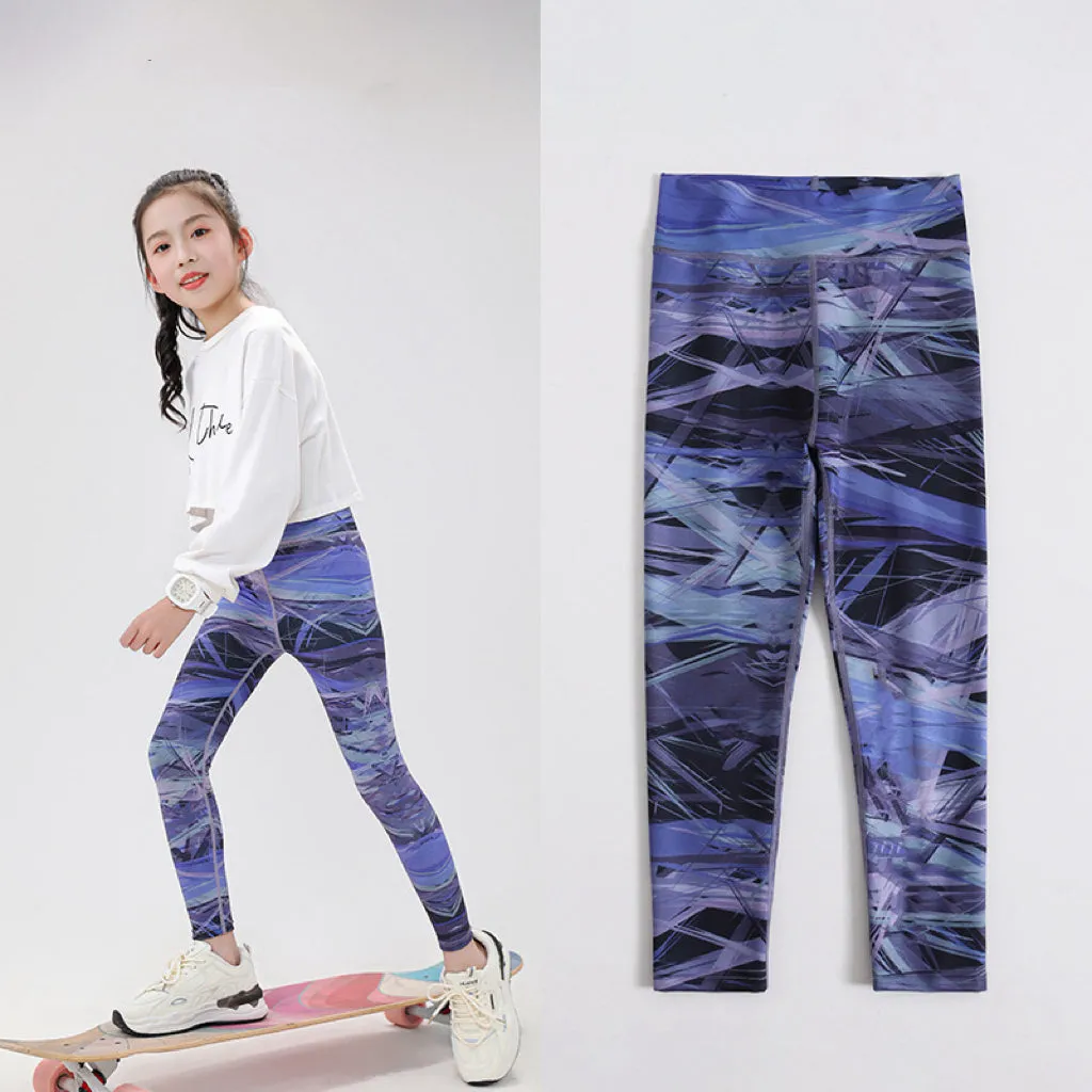 Marble Pattern Kids Yoga Leggings