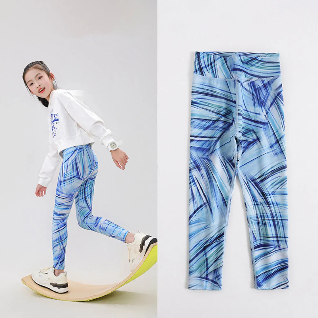 Marble Pattern Kids Yoga Leggings