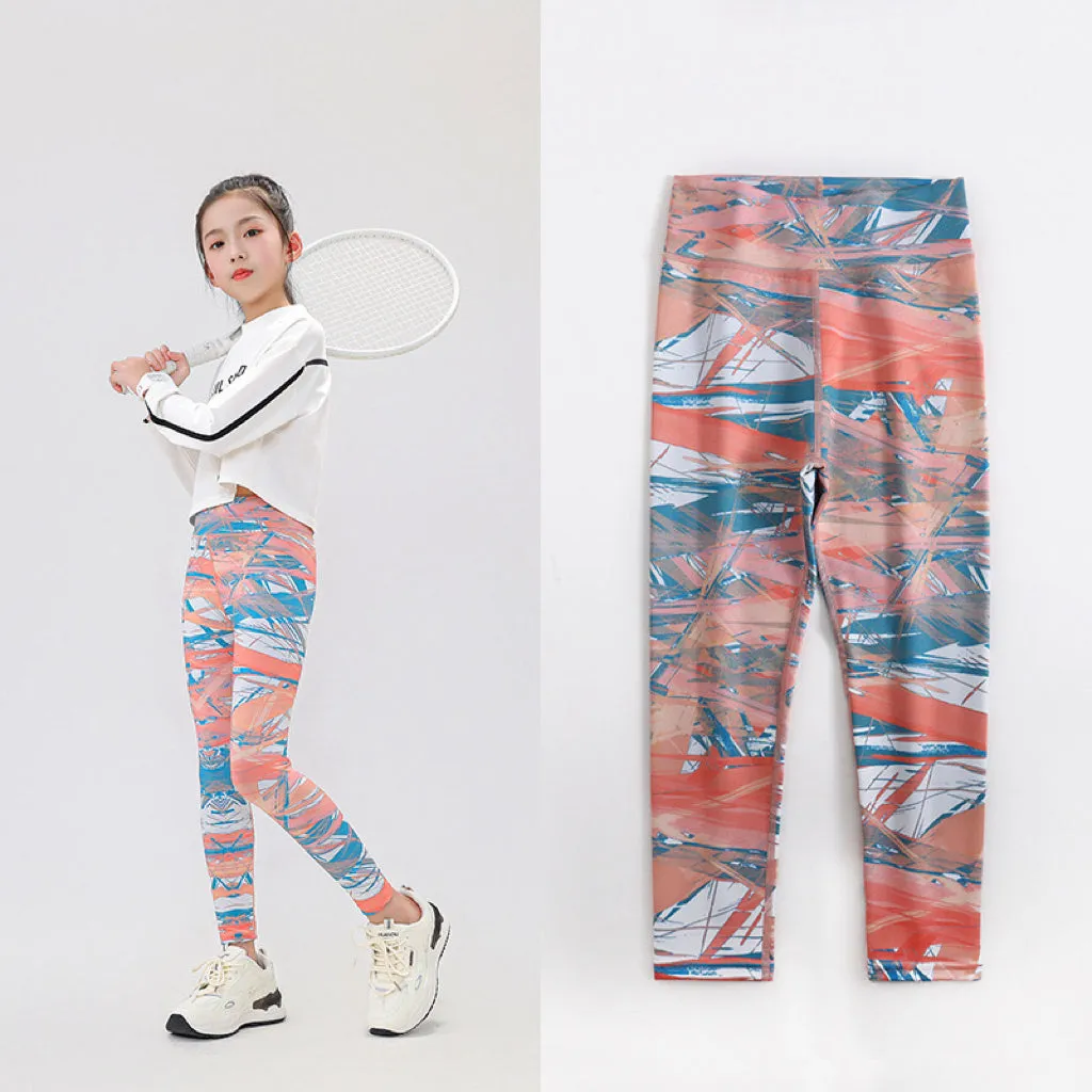 Marble Pattern Kids Yoga Leggings